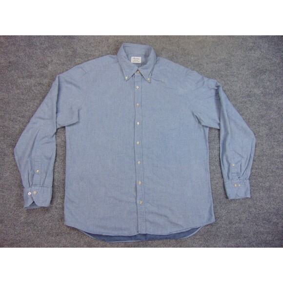 Stenstorms Flannel Shirt Mens XL Fitted Blue Button Down Collar - Picture 2 of 10